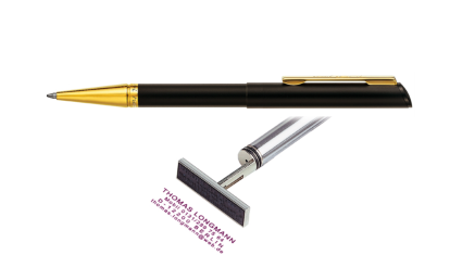 Фото Ручка штамп 3020М золотисто - черного цвета